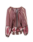 Burgundy and brown ethnic print blouse