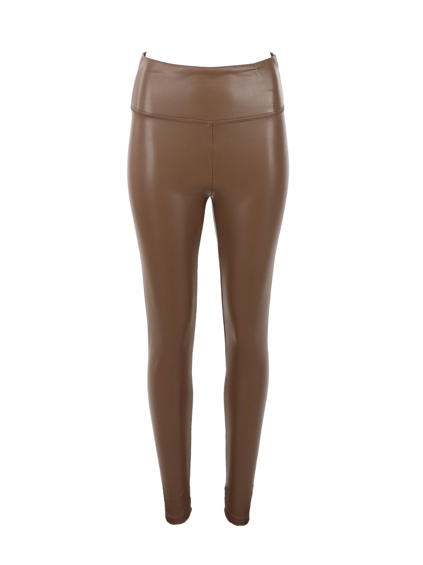 Leggings cuir végane marron glacé