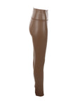 Leggings cuir végane marron glacé