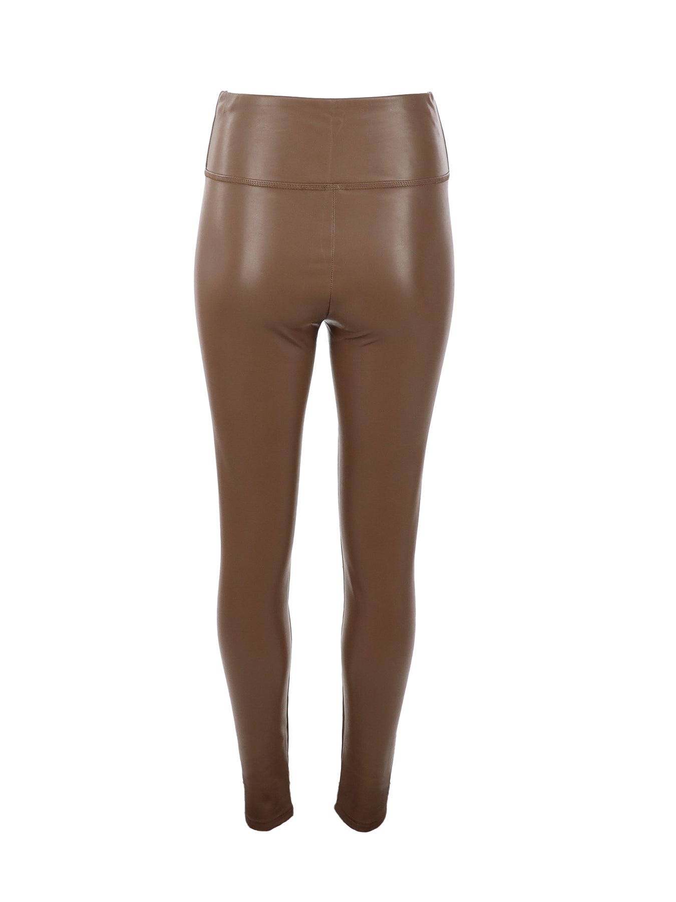 Leggings cuir végane marron glacé