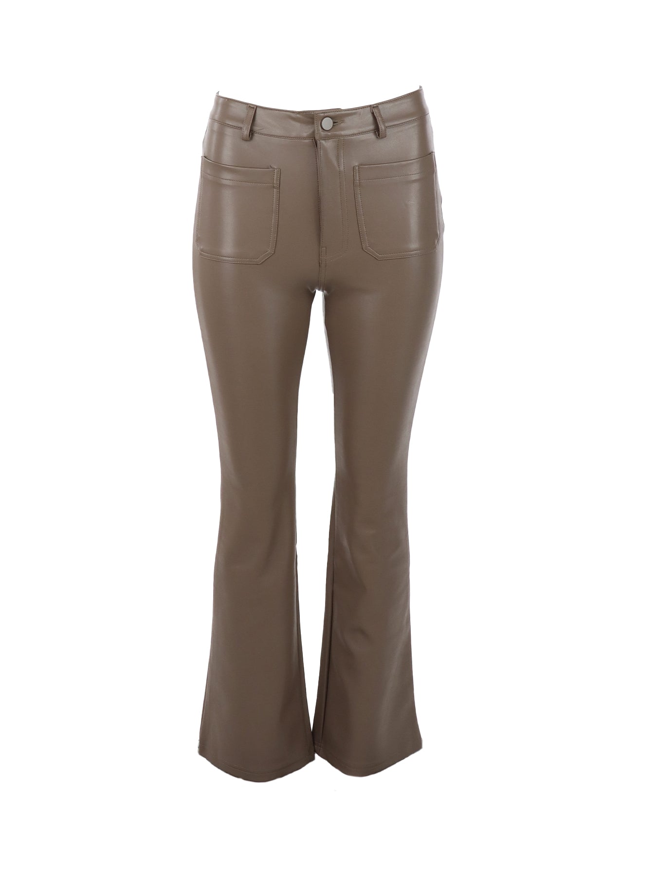 Pantalons flare cuir végane taupe
