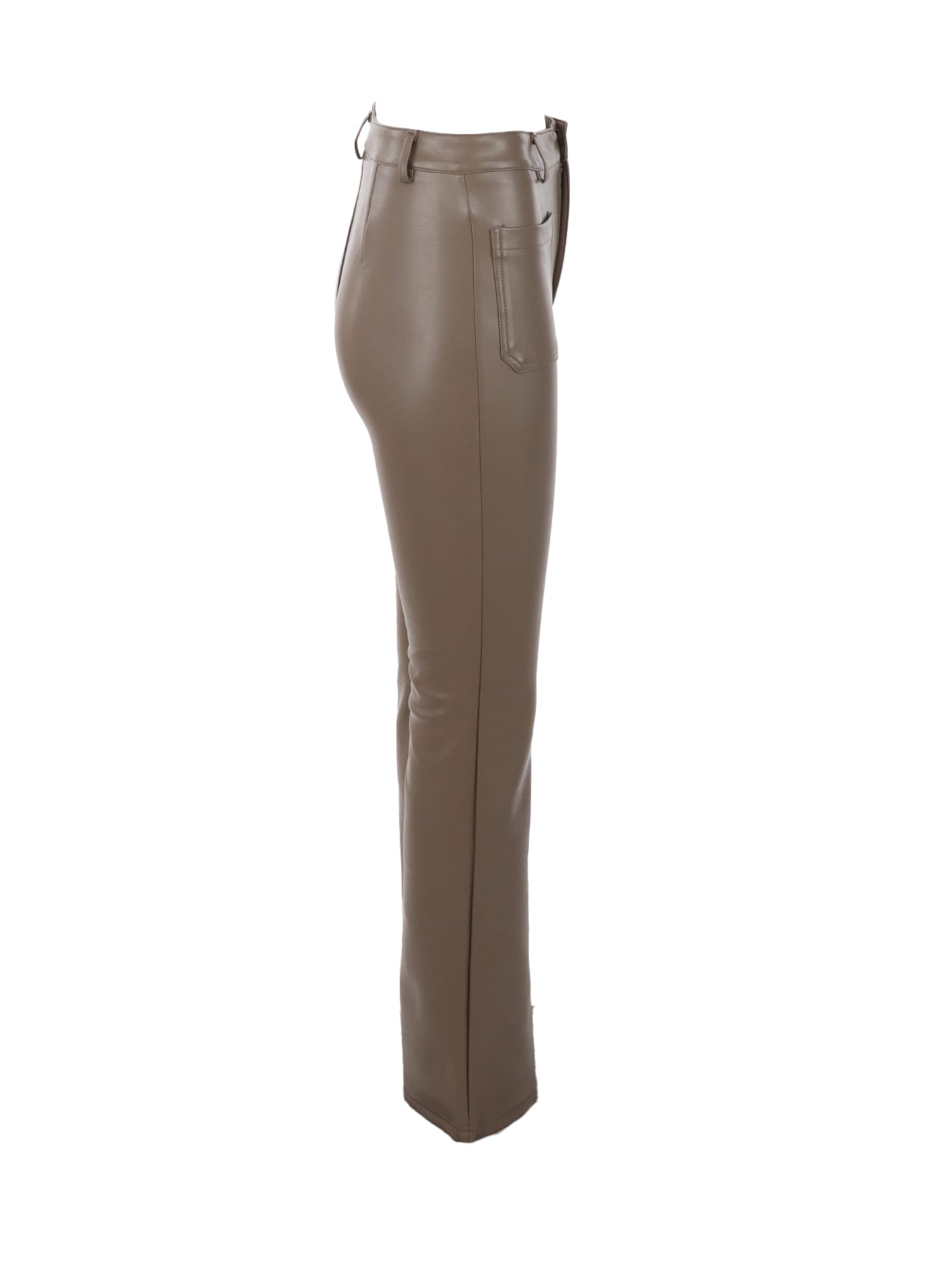 Pantalons flare cuir végane taupe