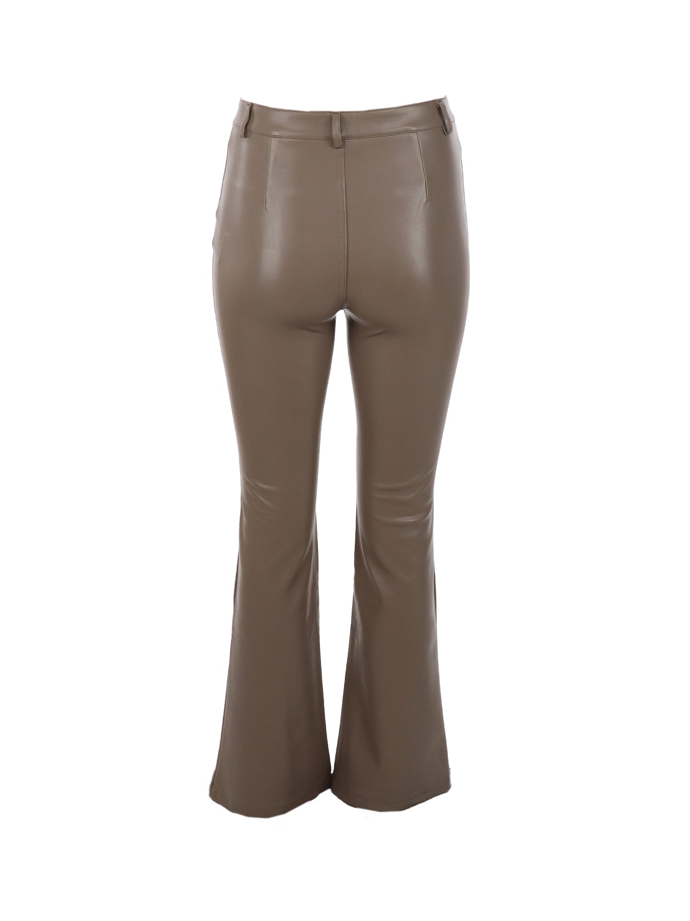 Pantalons flare cuir végane taupe