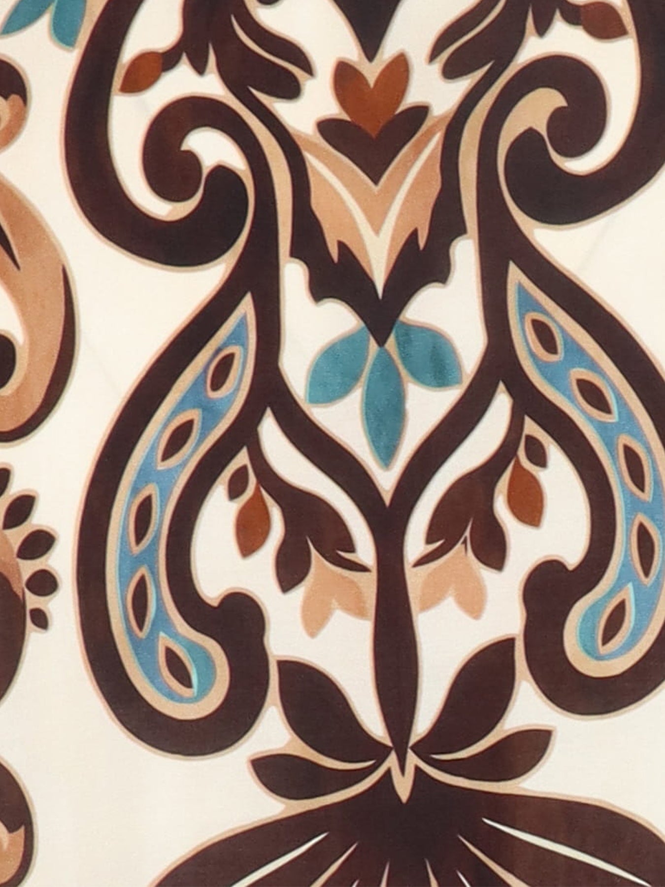 Robe longue écru imprimé turquoise