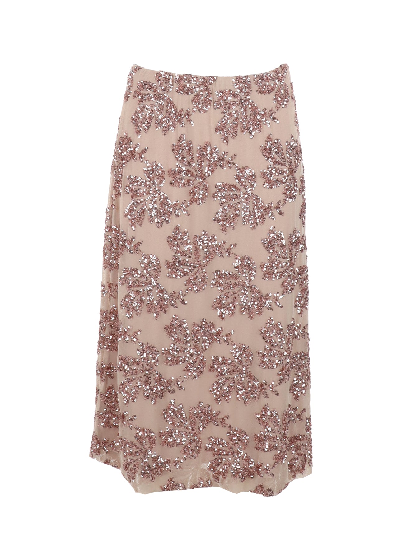 Jupe tulle/sequins mi-longue nude Antonello Serio