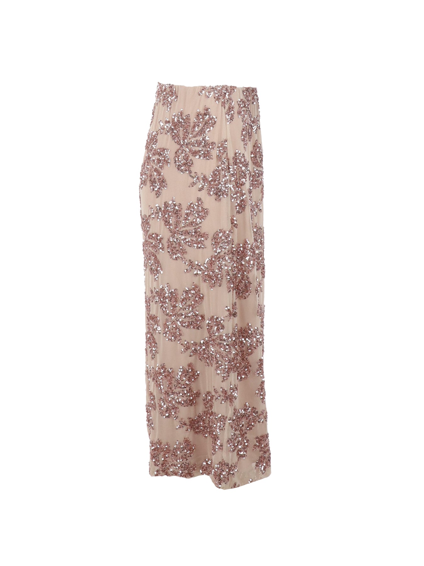 Jupe tulle/sequins mi-longue nude Antonello Serio