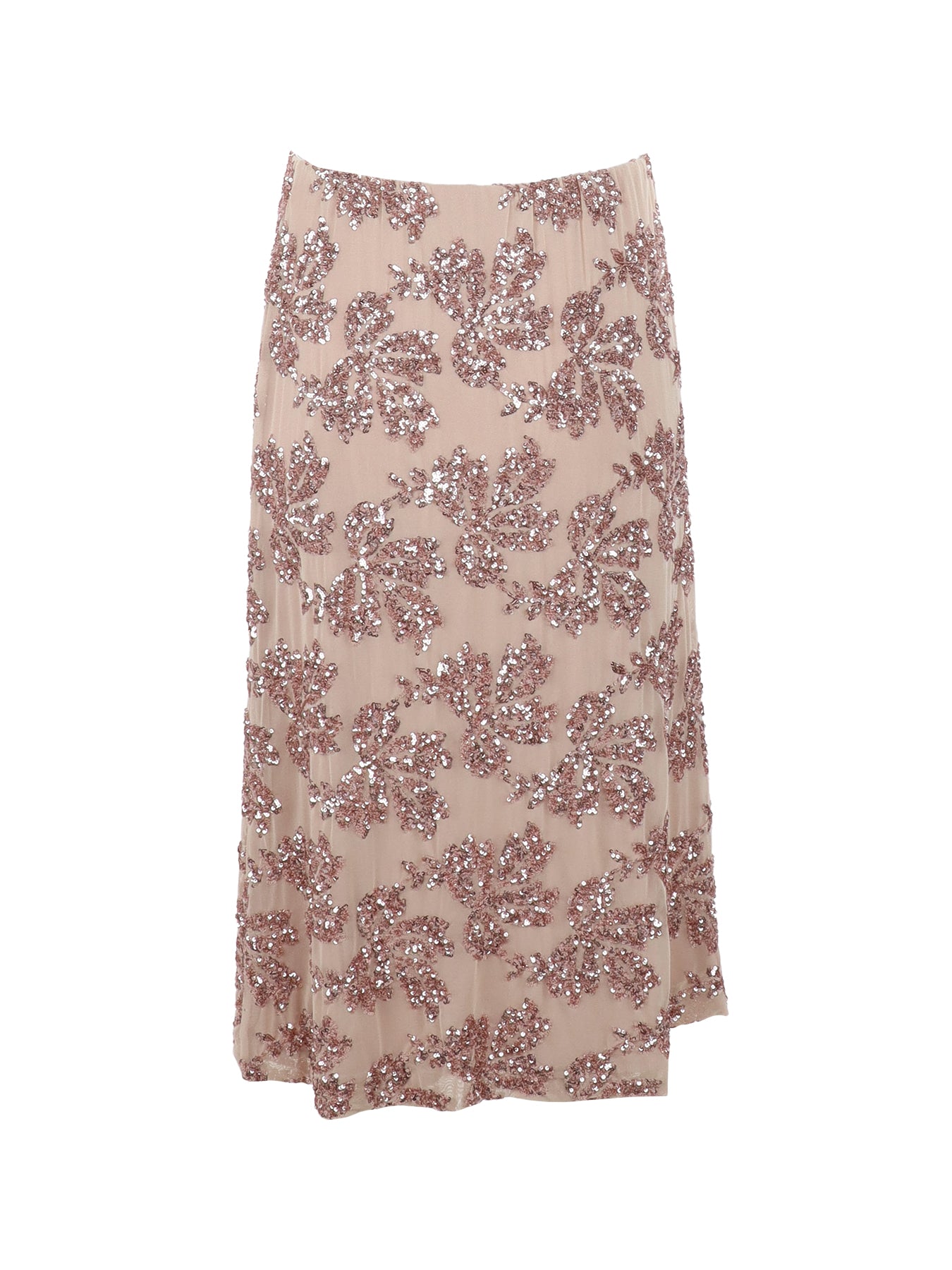Jupe tulle/sequins mi-longue nude Antonello Serio
