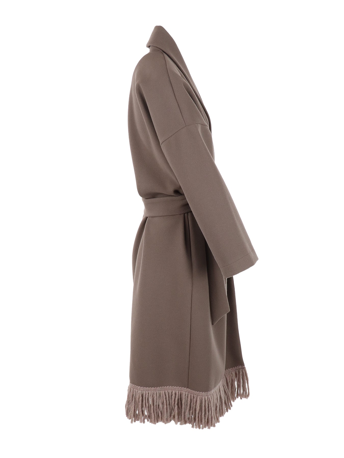 Manteau long franges Antonello Serio taupe