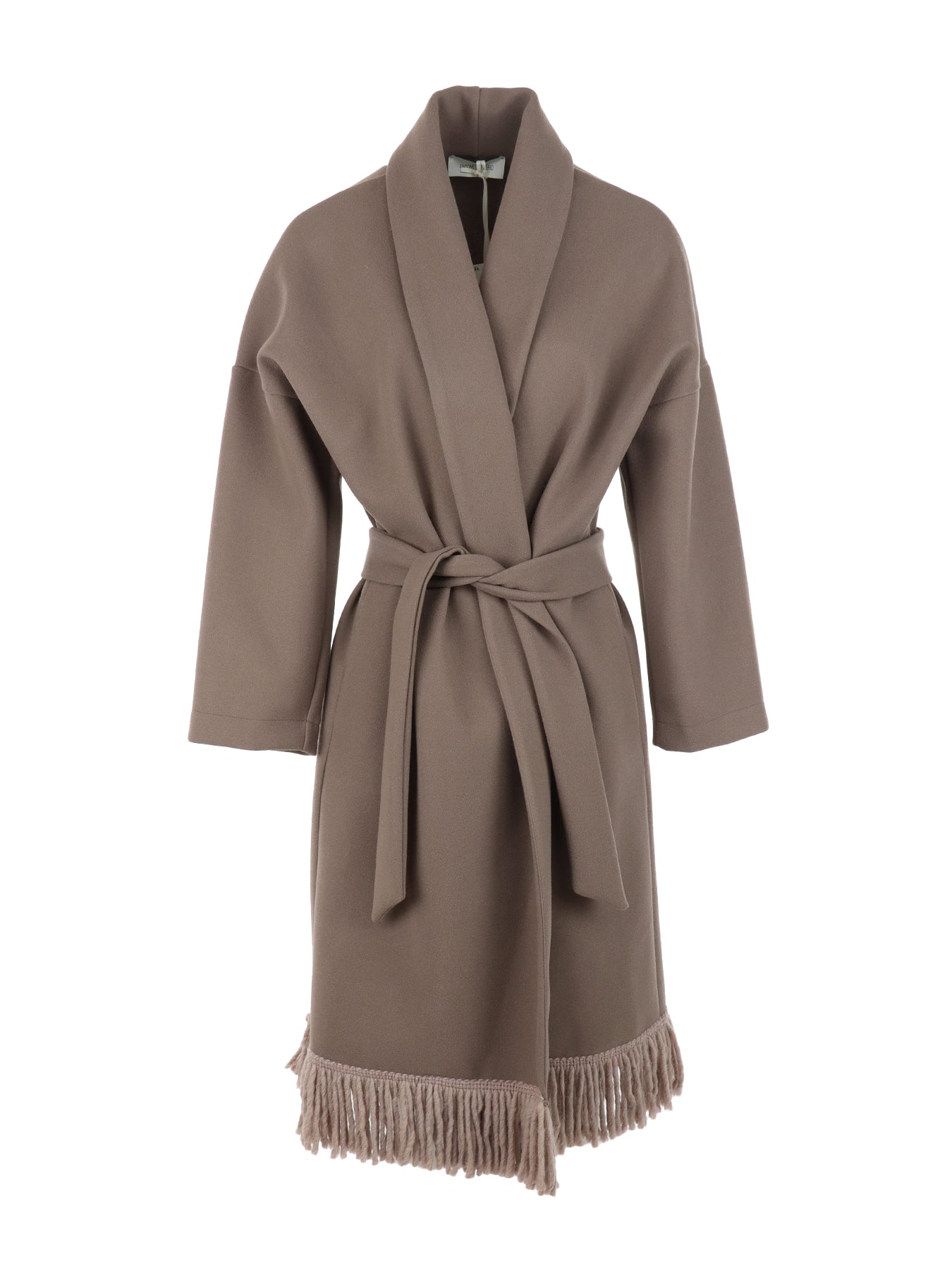 Manteau long franges Antonello Serio taupe