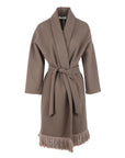 Manteau long franges Antonello Serio taupe