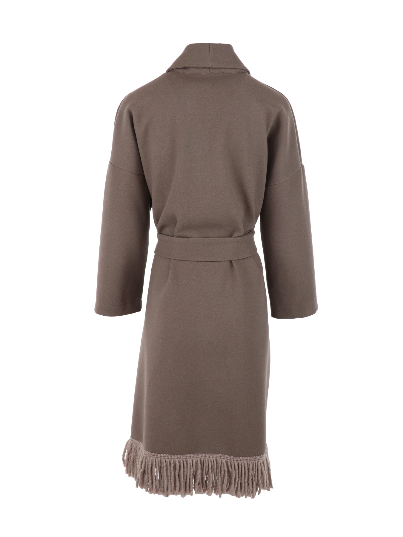 Manteau long franges Antonello Serio taupe