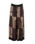 Pantalon large brun/noir en viscose et soie Noe