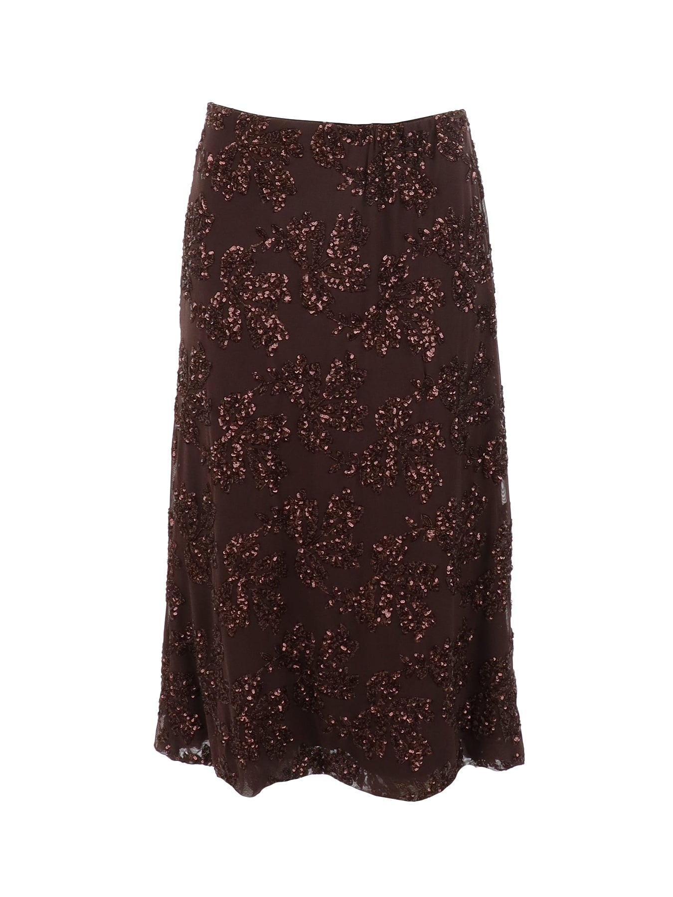Jupe tulle/sequins mi-longue choco Antonello Serio