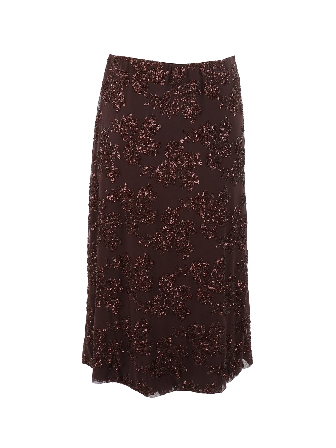 Jupe tulle/sequins mi-longue choco Antonello Serio