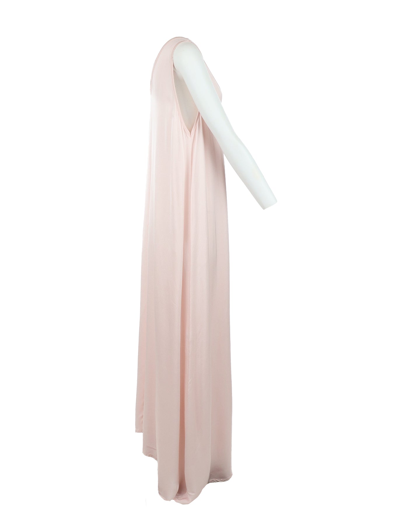 Robe longue en soie tissée rose Natacha