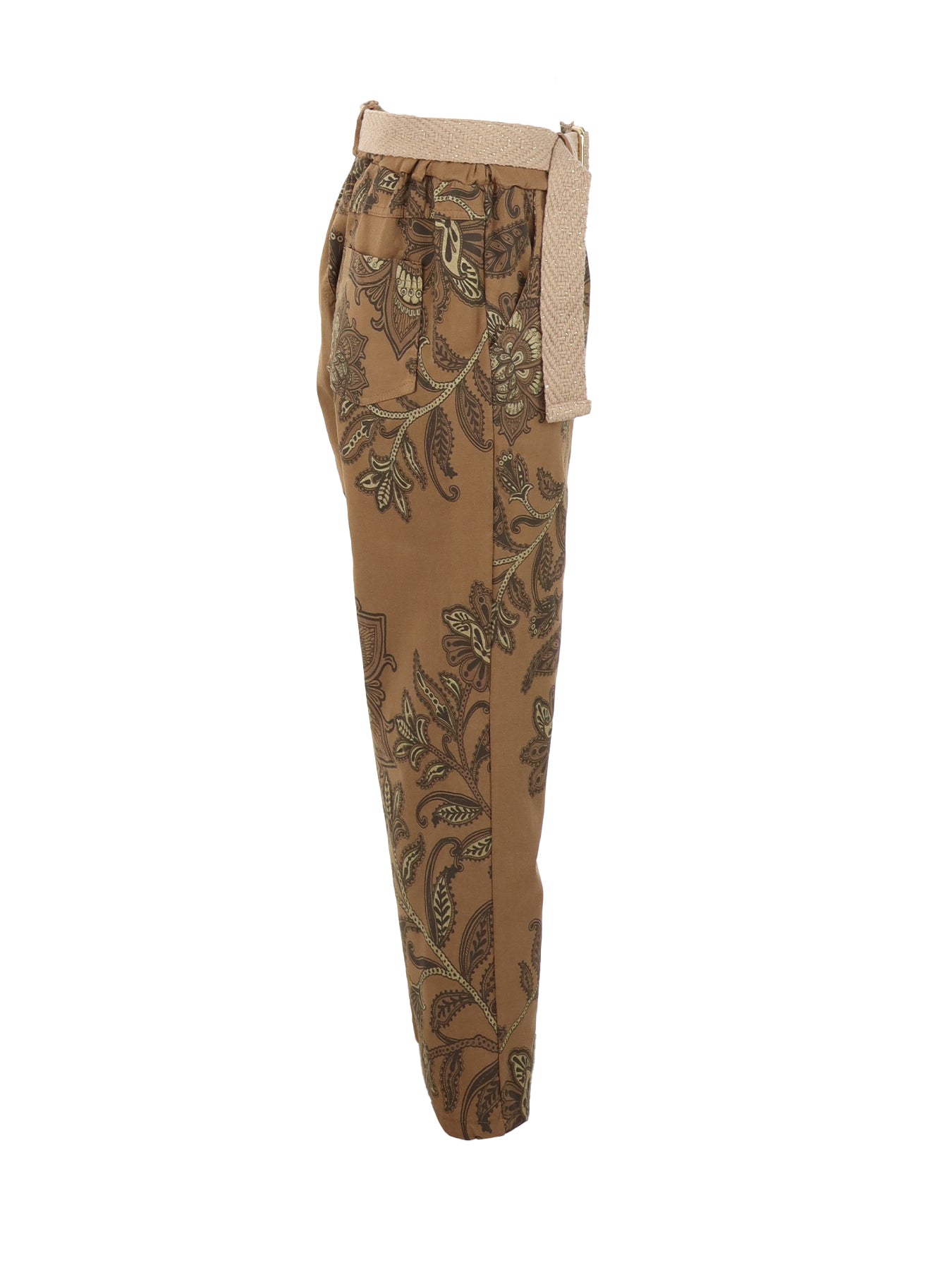 Pantalon camel imprimé floral Carla