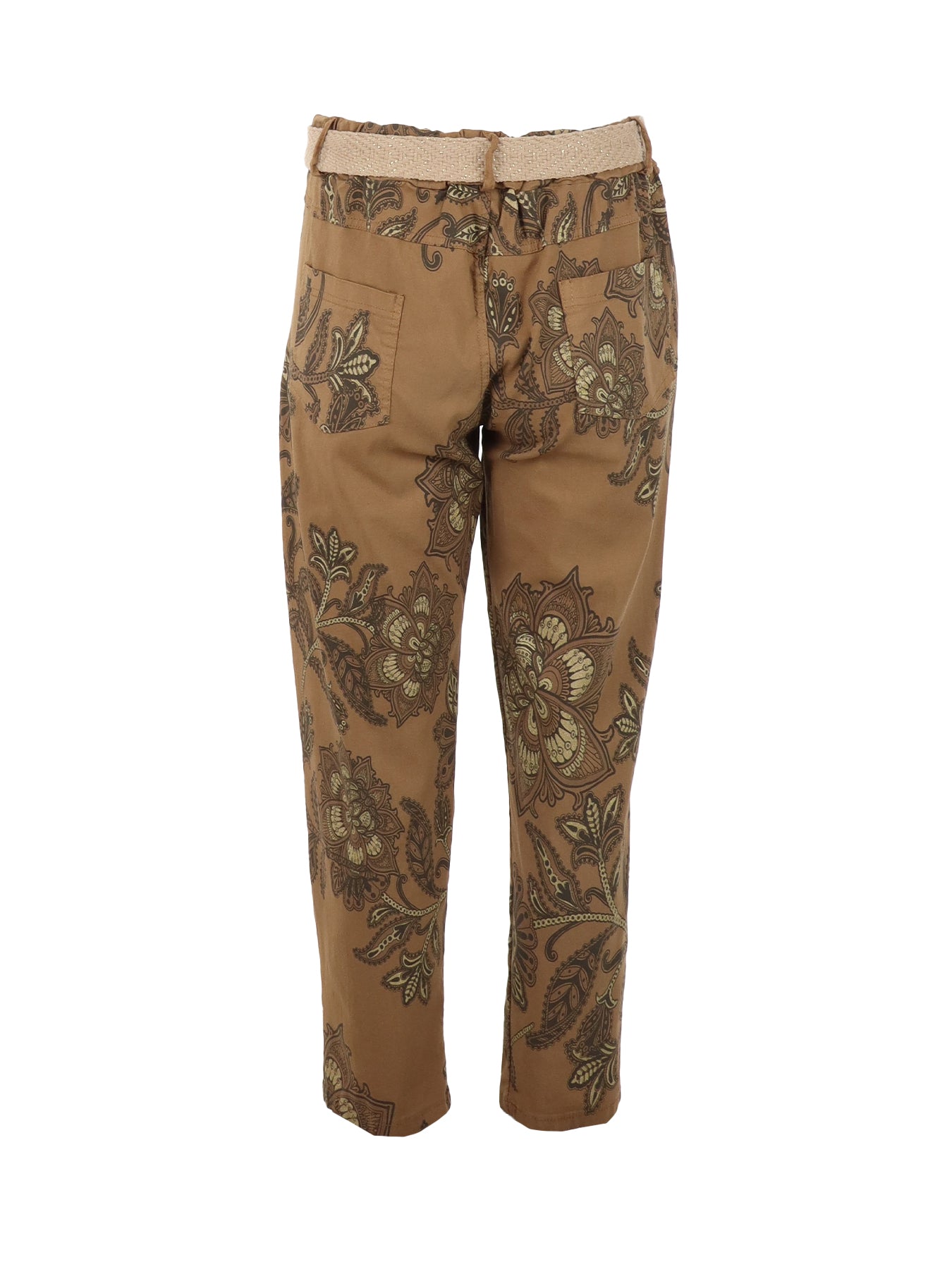 Pantalon camel imprimé floral Carla