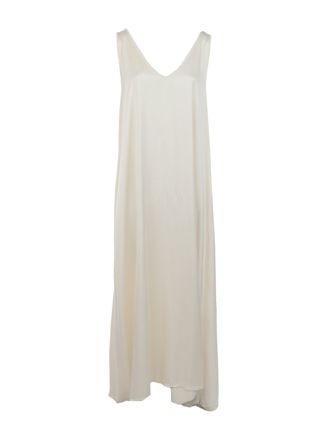 Robe longue en soie tissée écru Natacha