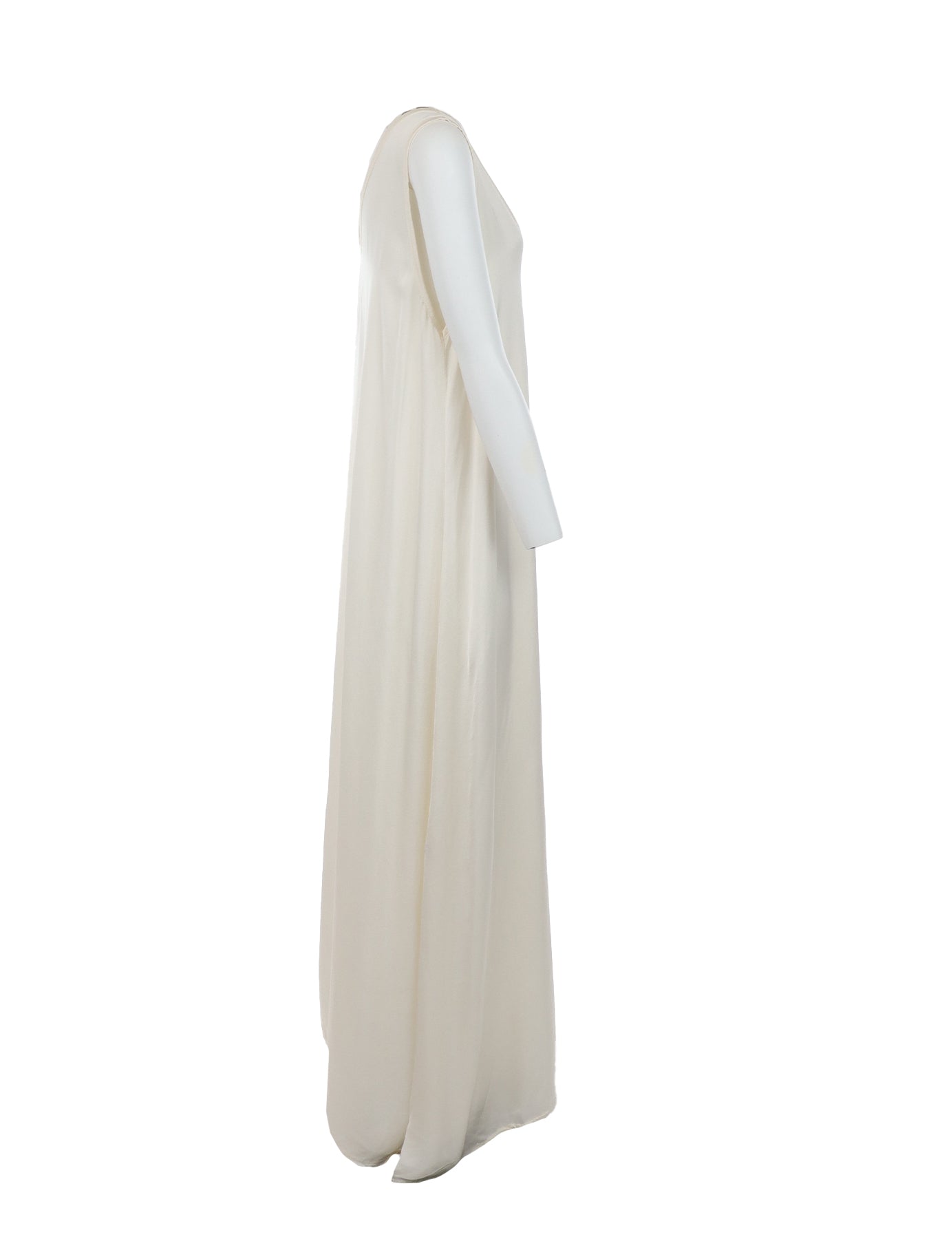 Robe longue en soie tissée écru Natacha