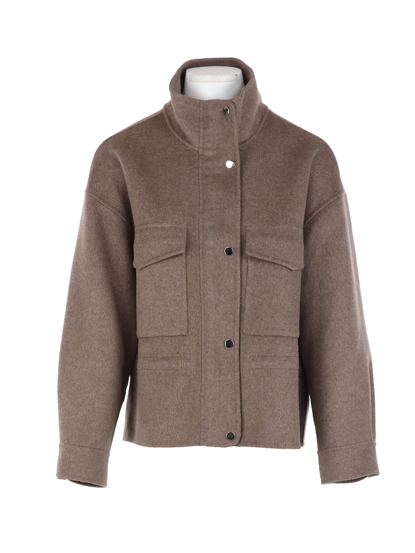 Blouson court toile de laine taupe ATT