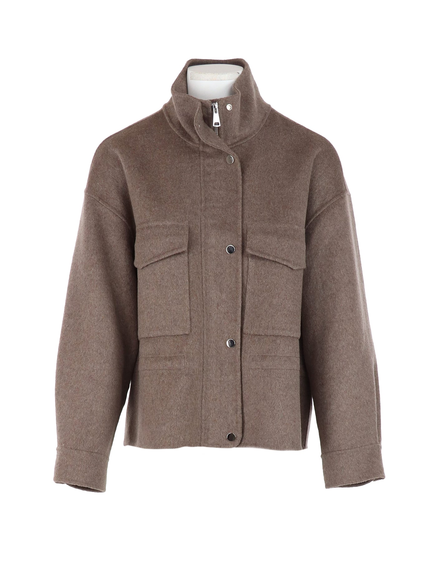 Blouson court toile de laine taupe ATT