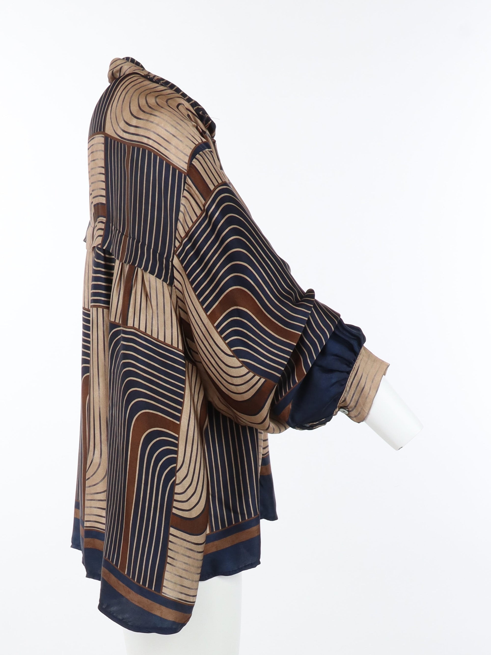 Chemise rayée brun/marine Noe