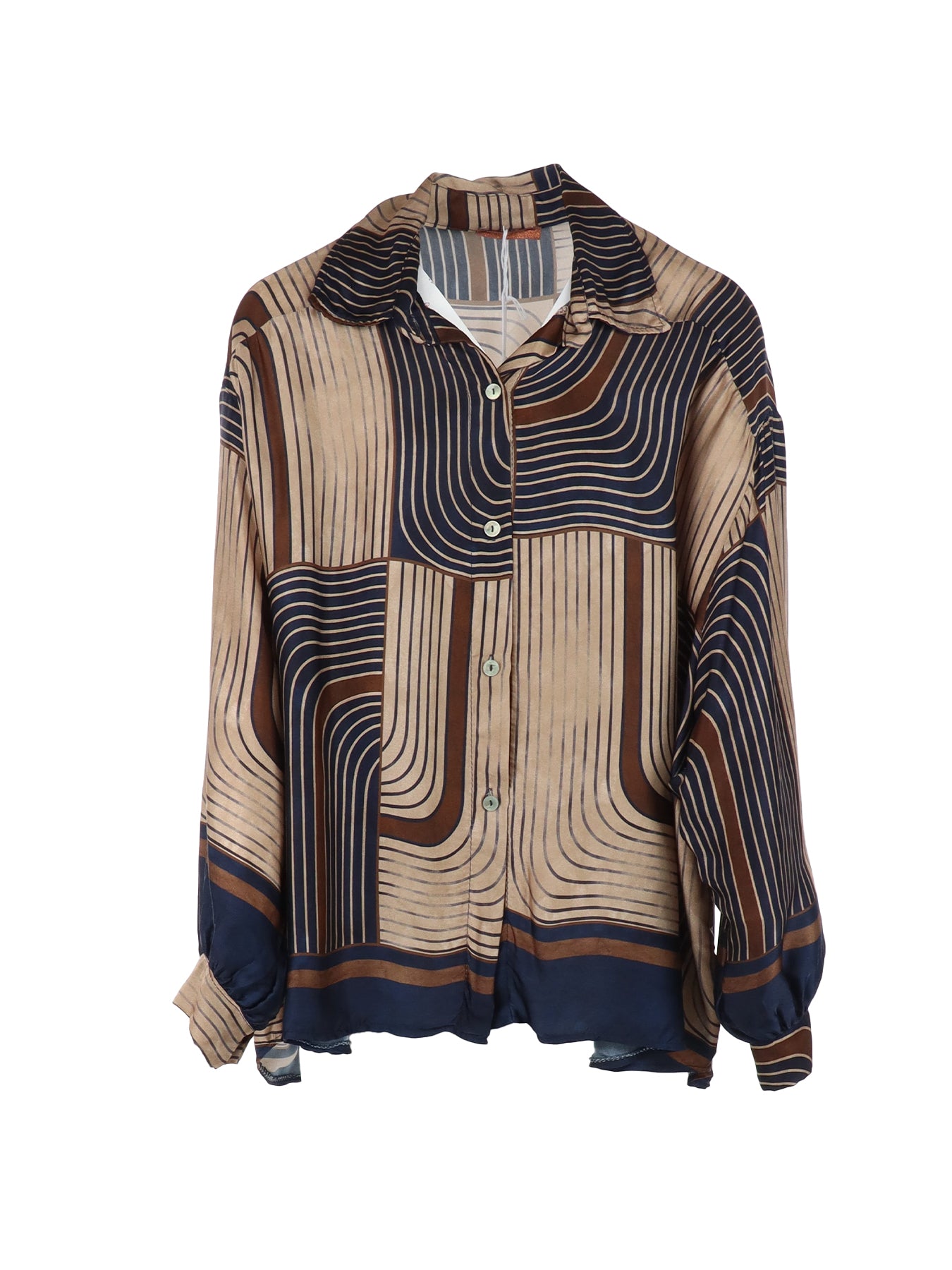 Chemise rayée brun/marine Noe
