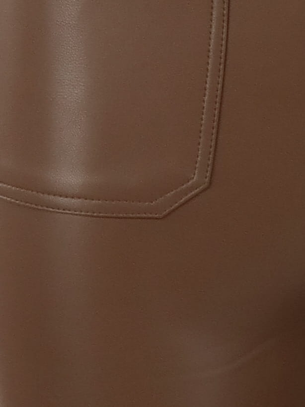 Pantalons flare cuir végane marron glacé