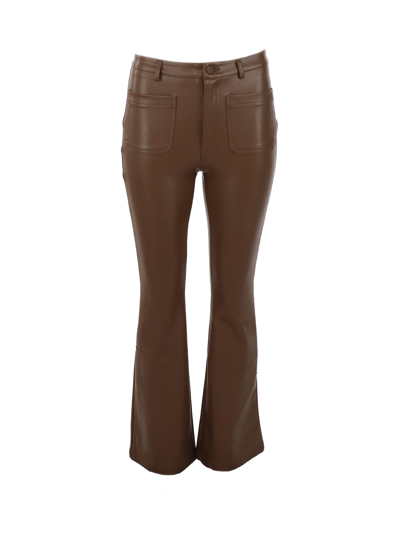 Pantalons flare cuir végane marron glacé