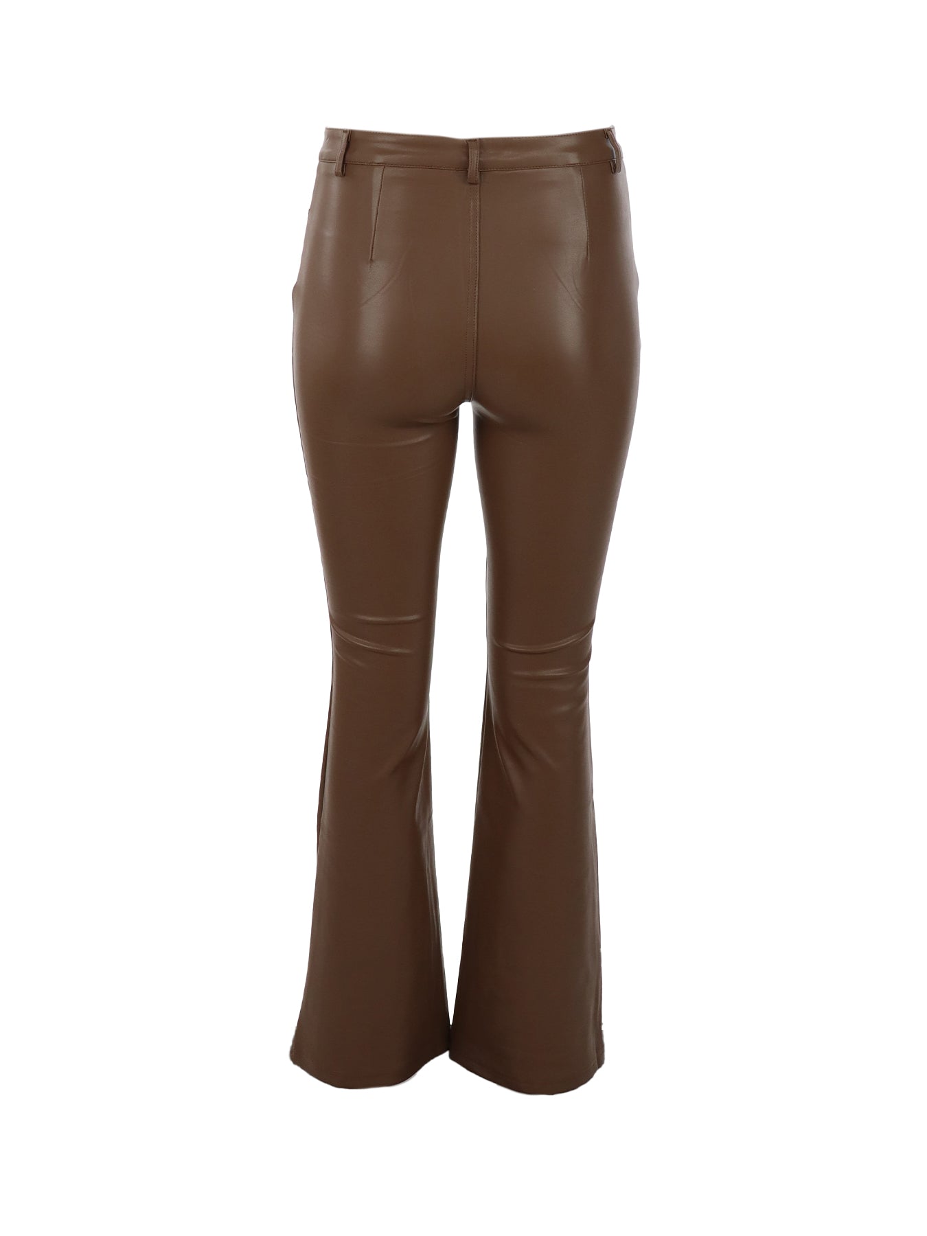 Pantalons flare cuir végane marron glacé