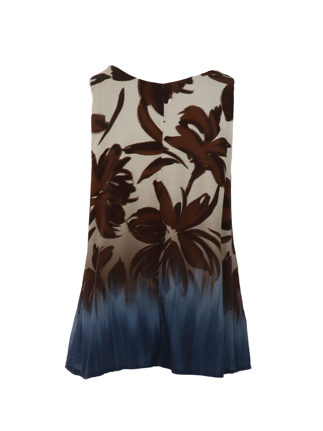 Top écru imprimé feuillage choco/bleu Carla