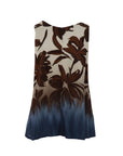 Top écru imprimé feuillage choco/bleu Carla