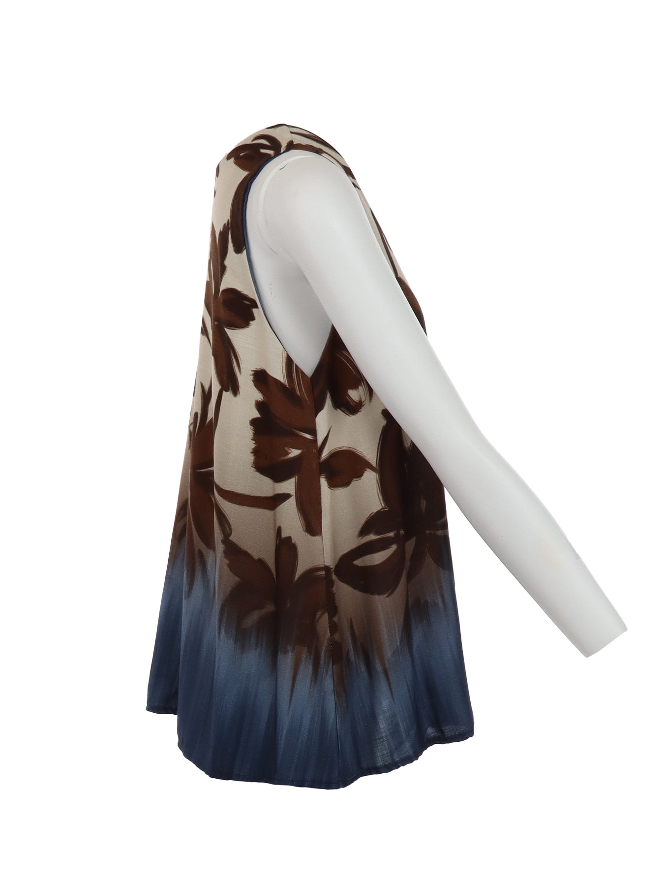 Top écru imprimé feuillage choco/bleu Carla