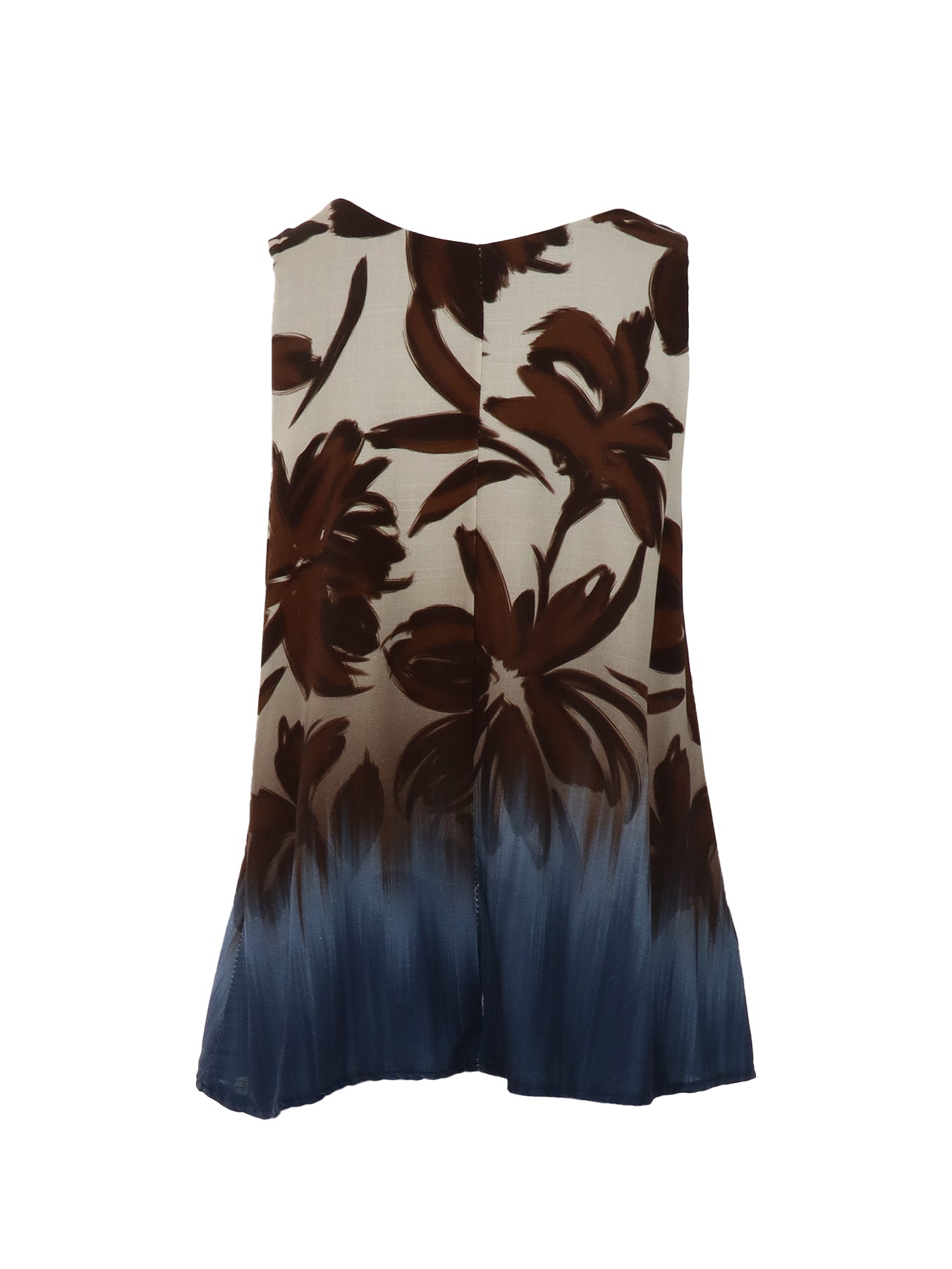 Top écru imprimé feuillage choco/bleu Carla