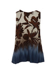Top écru imprimé feuillage choco/bleu Carla
