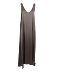 Robe longue en soie tissée choco Natacha
