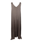 Robe longue en soie tissée choco Natacha