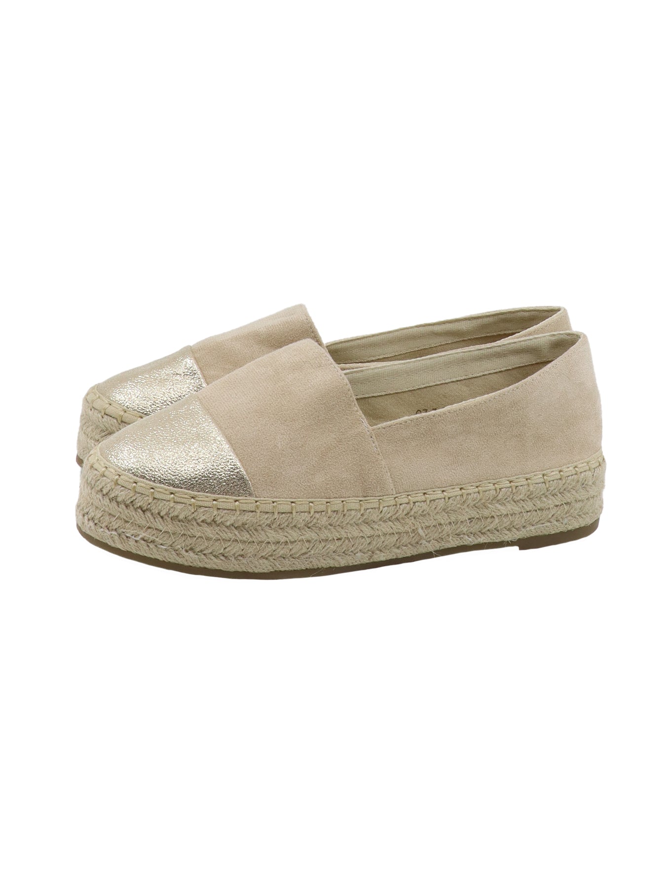 Beige Espadrilles mit Keilabsatz