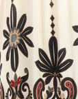 Robe mi-longue bretelles écru imprimé choco/bordeaux