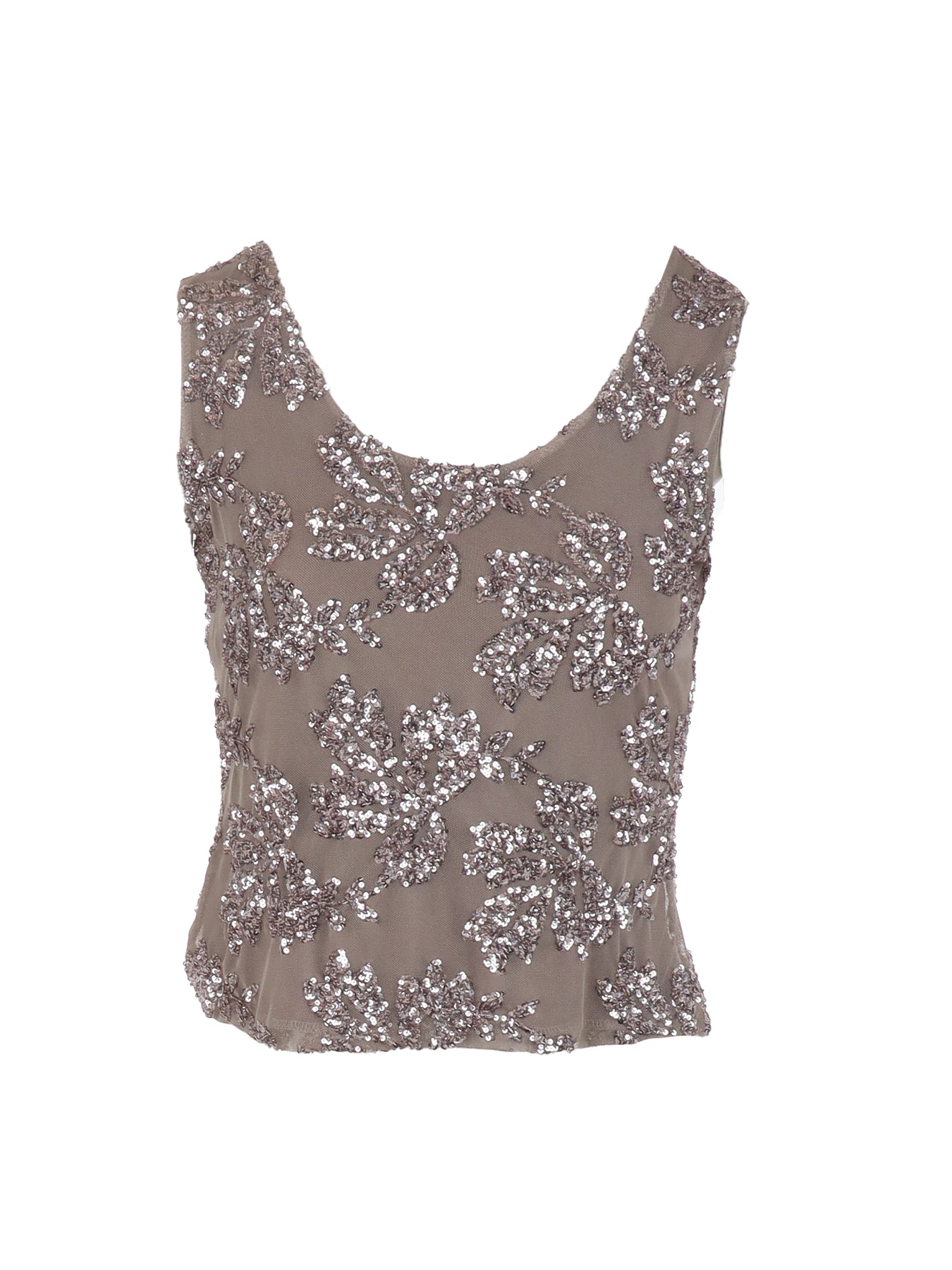 Top tulle/sequins taupe Antonello Serio
