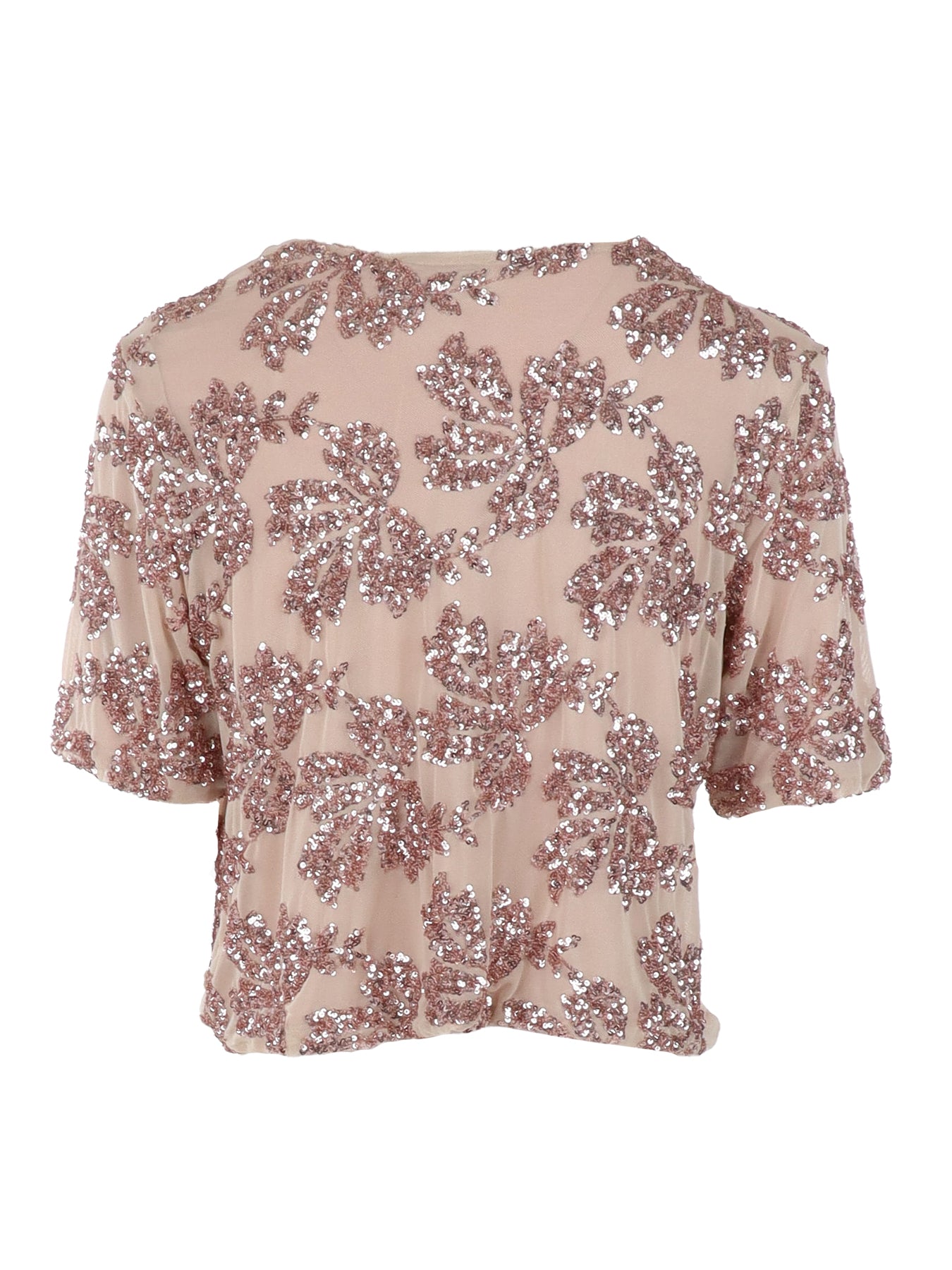 Top manches courtes tulle/sequins nude Antonello Serio