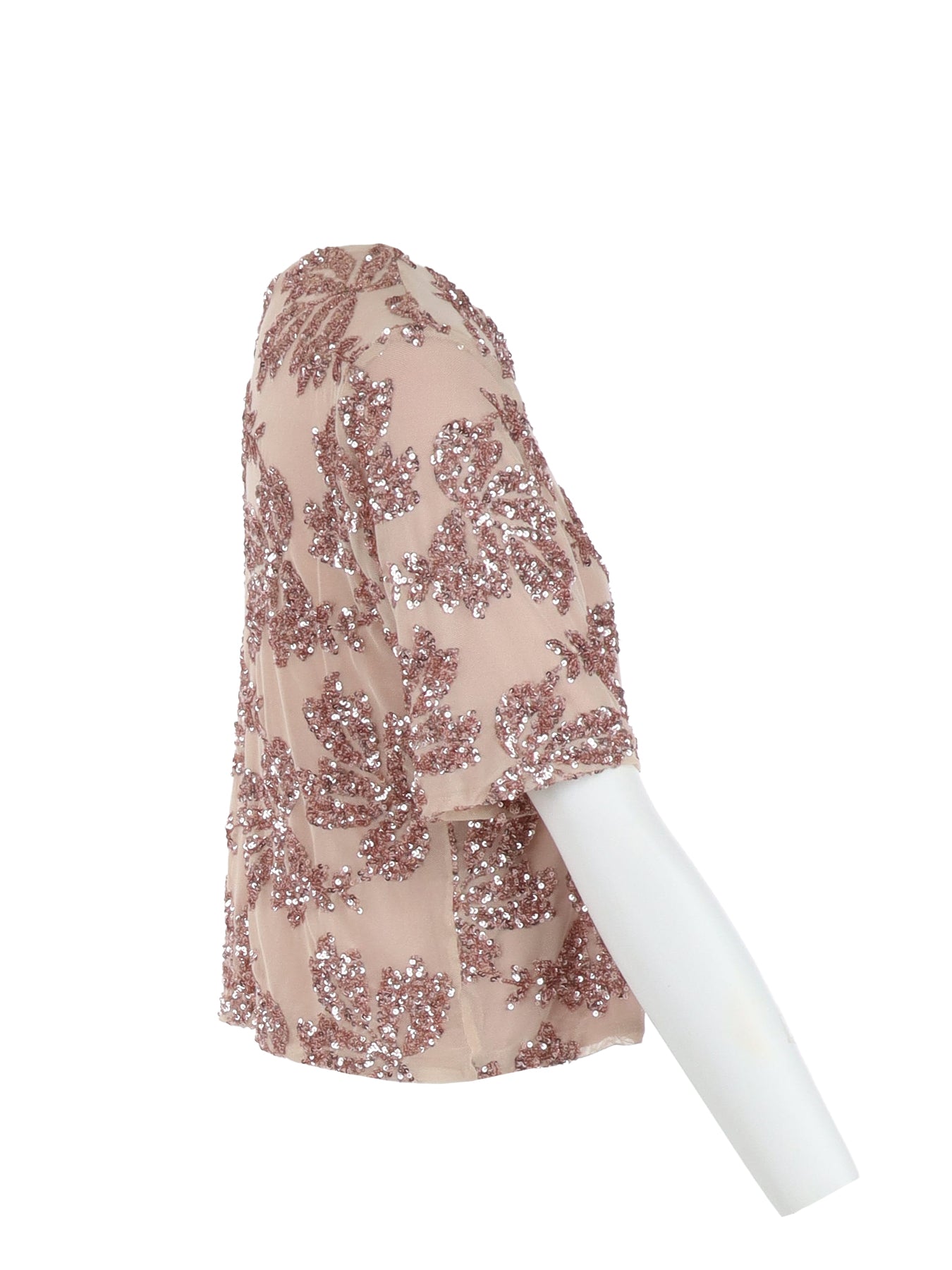 Top manches courtes tulle/sequins nude Antonello Serio