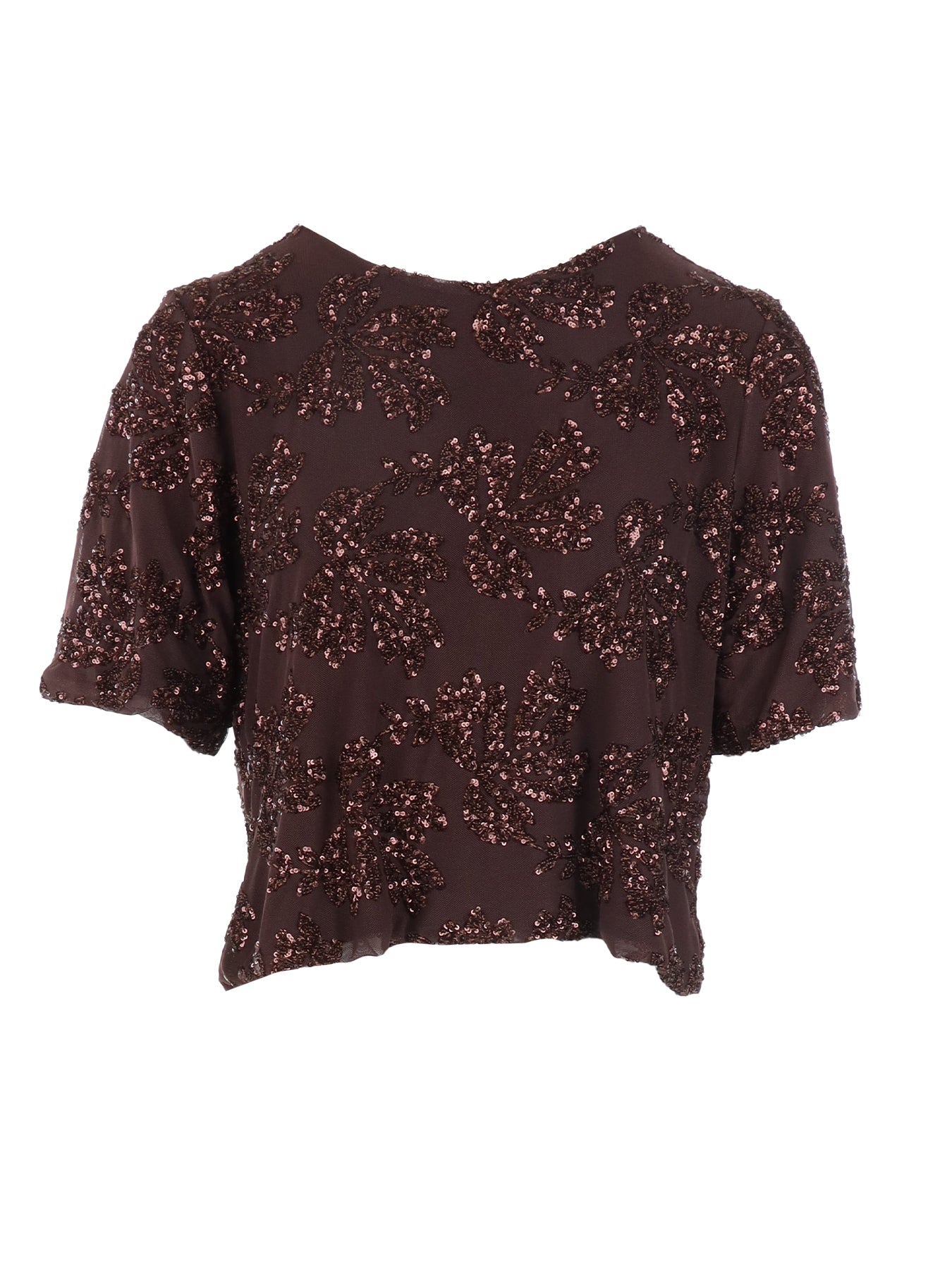 Top manches courtes tulle/sequins choco Antonello Serio