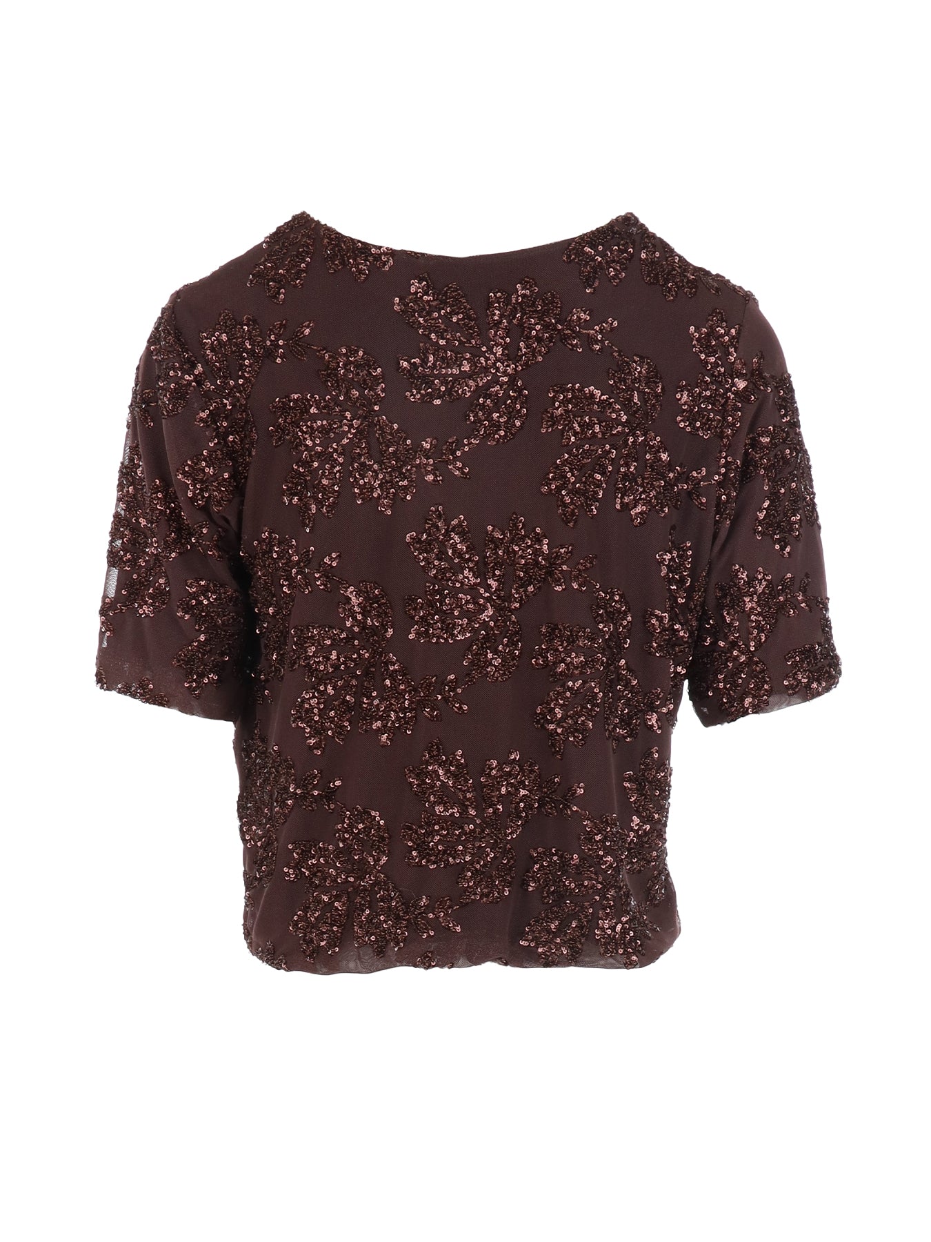 Top manches courtes tulle/sequins choco Antonello Serio