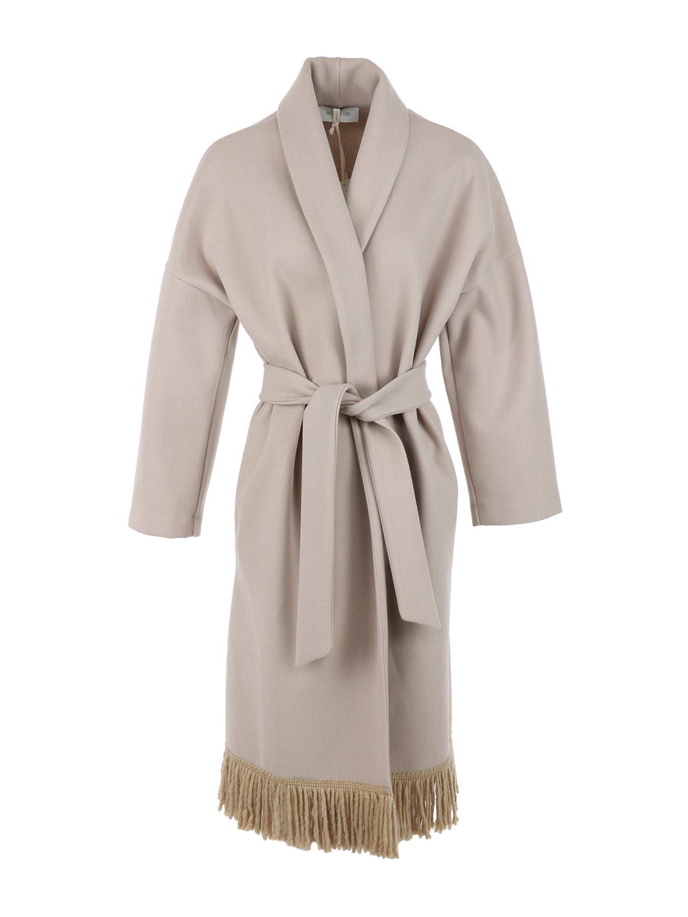 Manteau long franges Antonello Serio beige