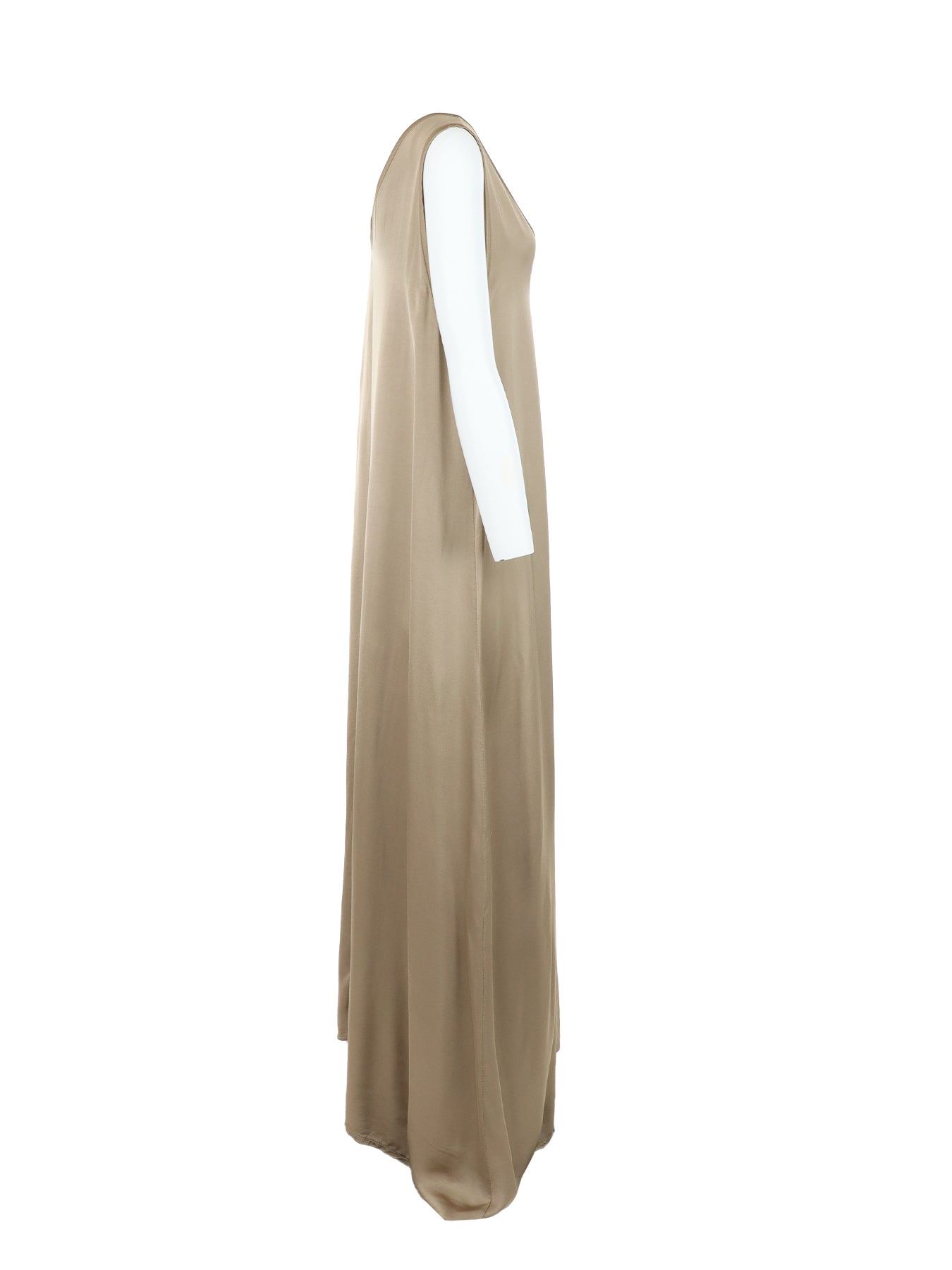 Robe longue en soie tissée camel Natacha