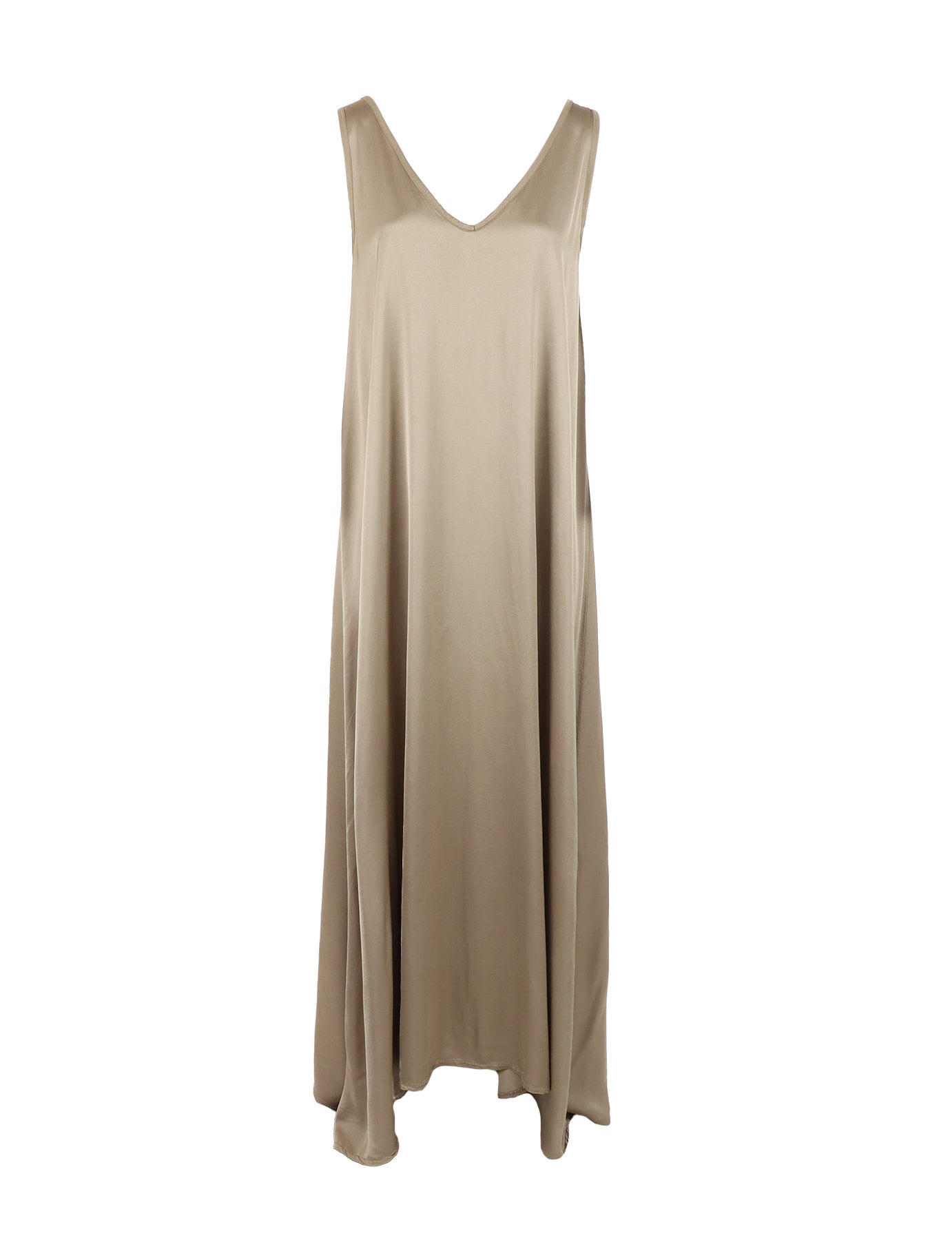 Robe longue en soie tissée camel Natacha
