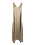 Robe longue en soie tissée camel Natacha
