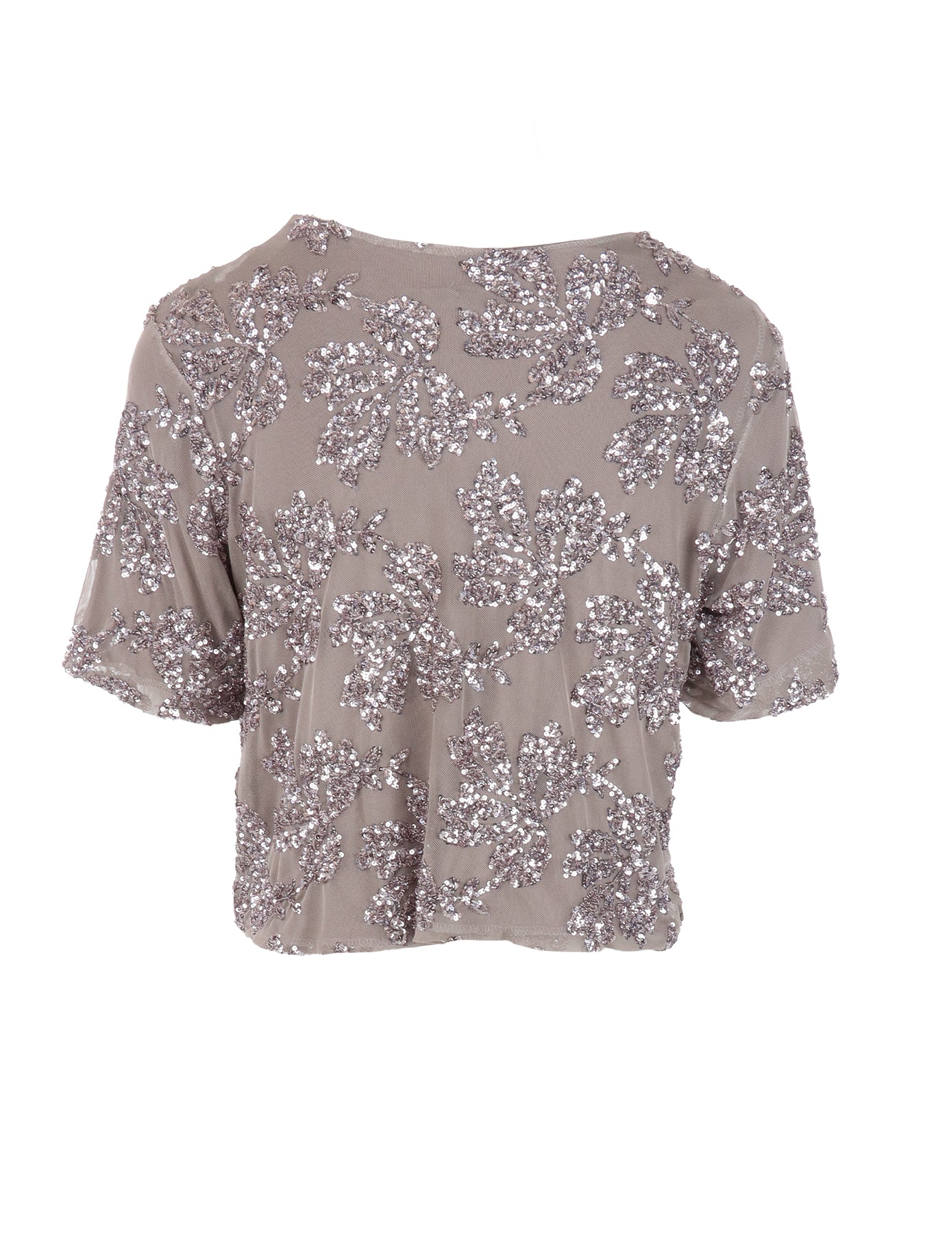 Top manches courtes tulle/sequins taupe Antonello Serio