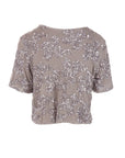 Top manches courtes tulle/sequins taupe Antonello Serio